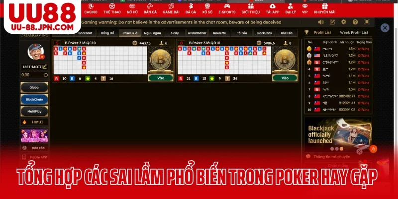 Tổng hợp các sai lầm phổ biến trong Poker UU88 hay gặp
